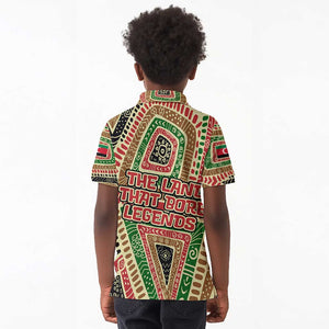 Darfur Sudan Kid Polo Shirt Red Green Beige Tribal Pattern - African Pride