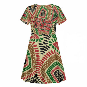 Darfur Sudan Kid Short Sleeve Dress Red Green Beige Tribal Pattern - African Pride