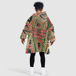 Darfur Sudan Kid Wearable Blanket Hoodie Red Green Beige Tribal Pattern - African Pride