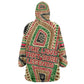 Darfur Sudan Kid Wearable Blanket Hoodie Red Green Beige Tribal Pattern - African Pride