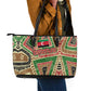 Darfur Sudan Leather Tote Bag Red Green Beige Tribal Pattern - African Pride