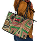 Darfur Sudan Leather Tote Bag Red Green Beige Tribal Pattern - African Pride