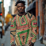 Darfur Sudan Long Sleeve Shirt Red Green Beige Tribal Pattern - African Pride