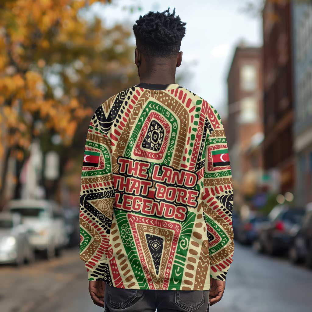 Darfur Sudan Long Sleeve Shirt Red Green Beige Tribal Pattern - African Pride