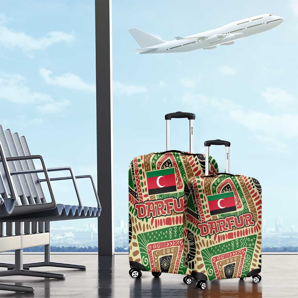 Darfur Sudan Luggage Cover Red Green Beige Tribal Pattern - African Pride