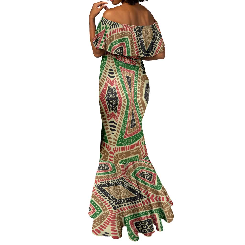 Darfur Sudan Mermaid Dress Red Green Beige Tribal Pattern - African Pride