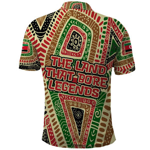 Darfur Sudan Polo Shirt Red Green Beige Tribal Pattern - African Pride