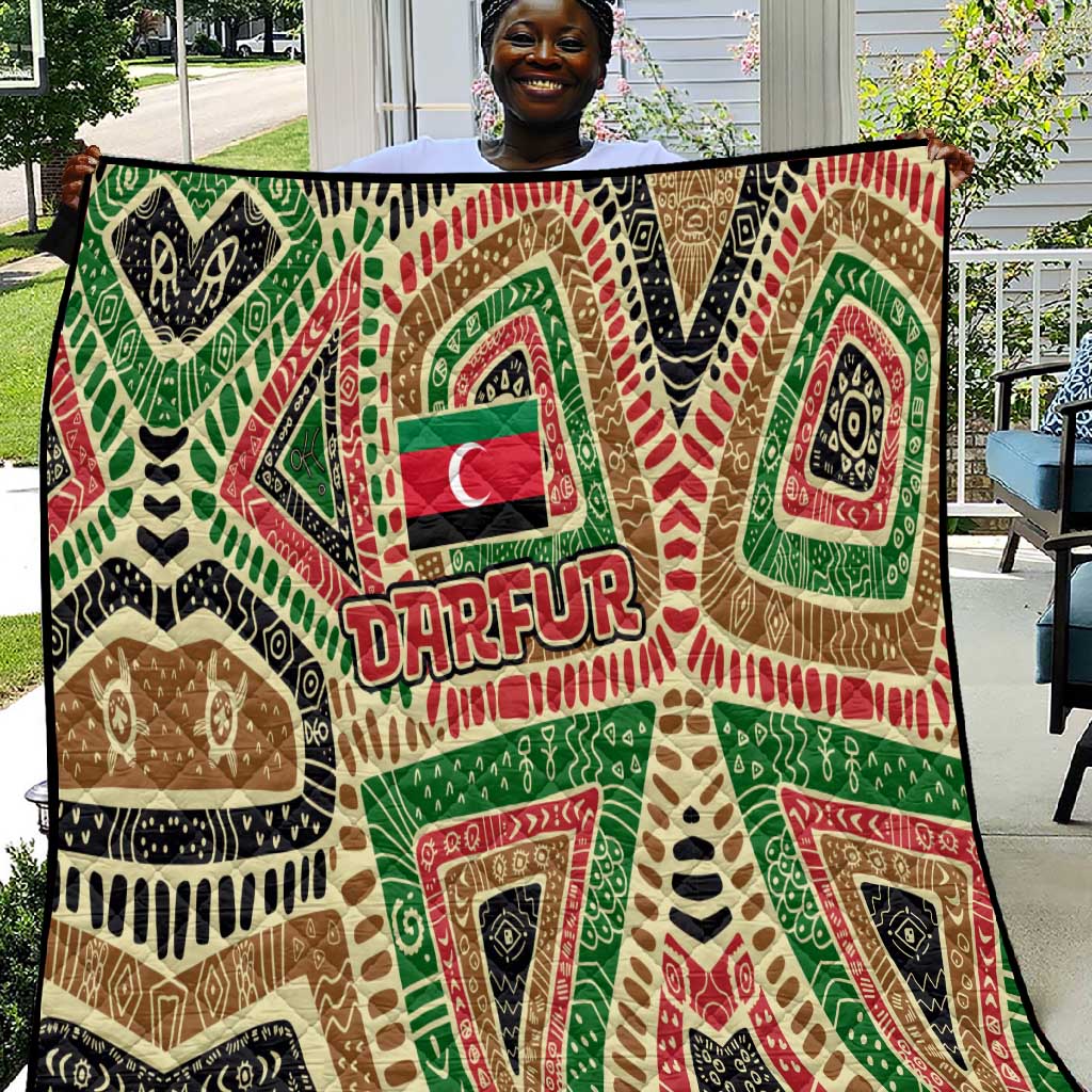 Darfur Sudan Quilt Red Green Beige Tribal Pattern - African Pride