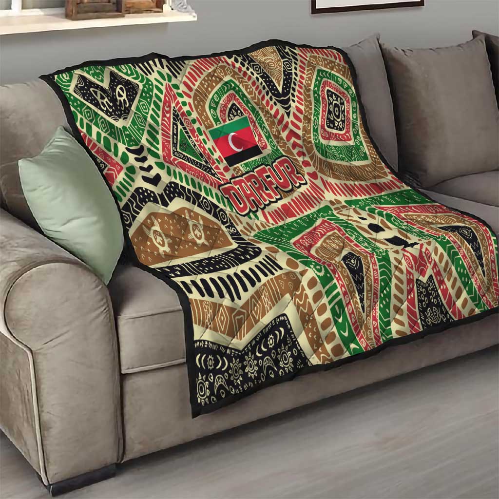 Darfur Sudan Quilt Red Green Beige Tribal Pattern - African Pride