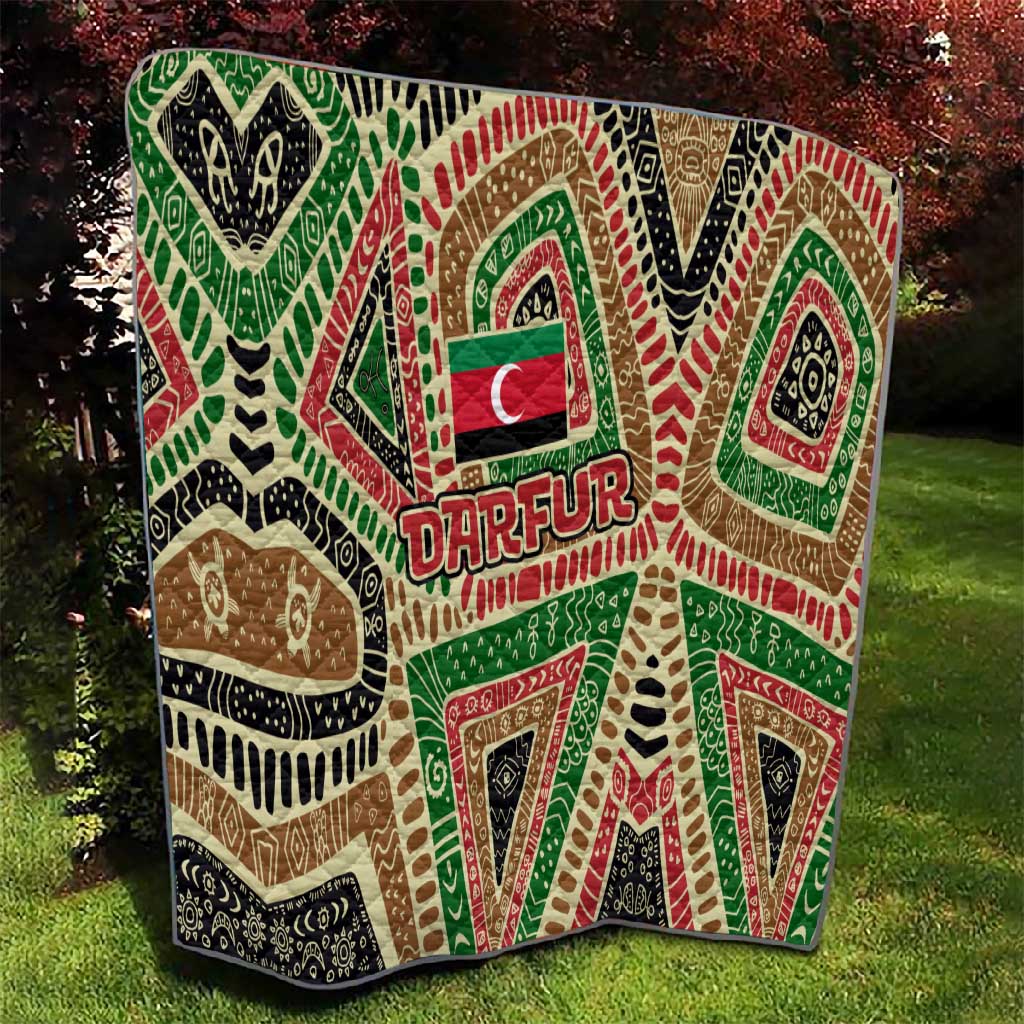 Darfur Sudan Quilt Red Green Beige Tribal Pattern - African Pride