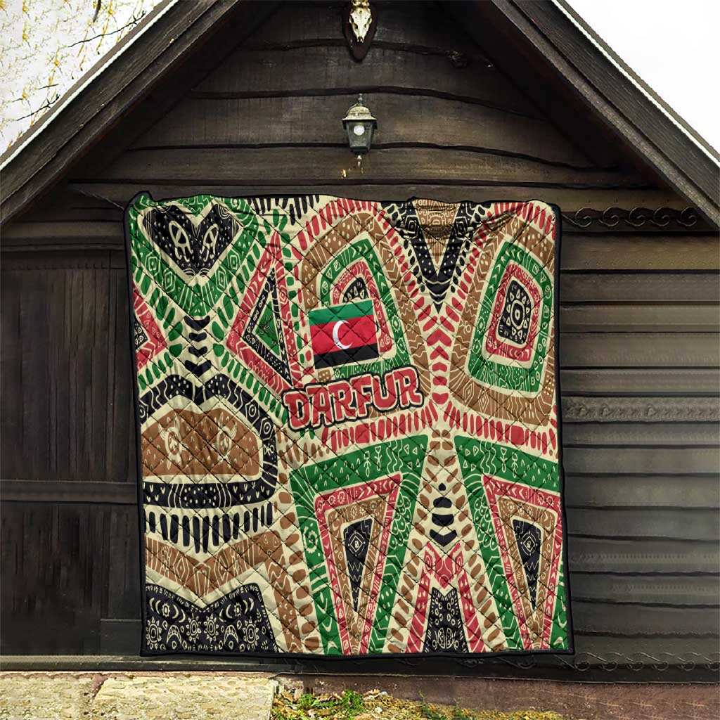 Darfur Sudan Quilt Red Green Beige Tribal Pattern - African Pride
