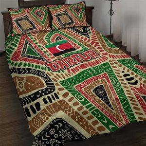 Darfur Sudan Quilt Bed Set Red Green Beige Tribal Pattern - African Pride