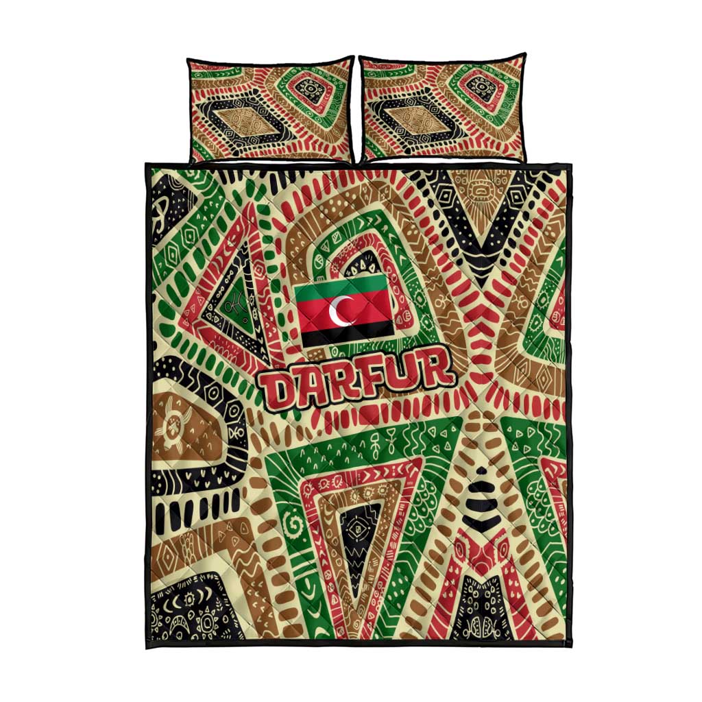 Darfur Sudan Quilt Bed Set Red Green Beige Tribal Pattern - African Pride