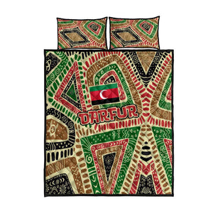 Darfur Sudan Quilt Bed Set Red Green Beige Tribal Pattern - African Pride
