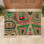 Darfur Sudan Rubber Doormat Red Green Beige Tribal Pattern - African Pride