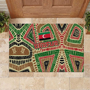 Darfur Sudan Rubber Doormat Red Green Beige Tribal Pattern - African Pride