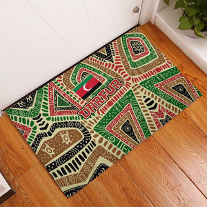 Darfur Sudan Rubber Doormat Red Green Beige Tribal Pattern - African Pride