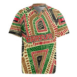 Darfur Sudan Rugby Jersey Red Green Beige Tribal Pattern - African Pride