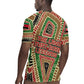 Darfur Sudan Rugby Jersey Red Green Beige Tribal Pattern - African Pride