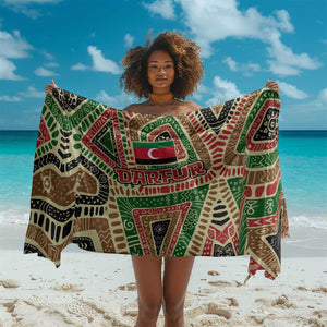 Darfur Sudan Sarong Red Green Beige Tribal Pattern - African Pride