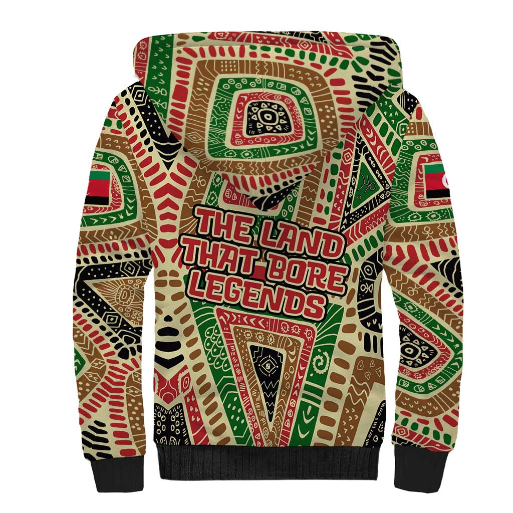Darfur Sudan Sherpa Hoodie Red Green Beige Tribal Pattern - African Pride