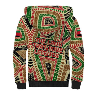 Darfur Sudan Sherpa Hoodie Red Green Beige Tribal Pattern - African Pride