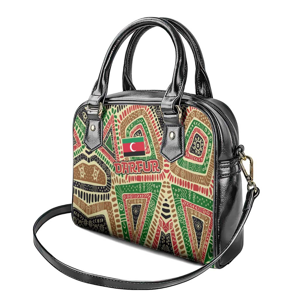 Darfur Sudan Shoulder Handbag Red Green Beige Tribal Pattern - African Pride