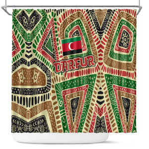 Darfur Sudan Shower Curtain Red Green Beige Tribal Pattern - African Pride