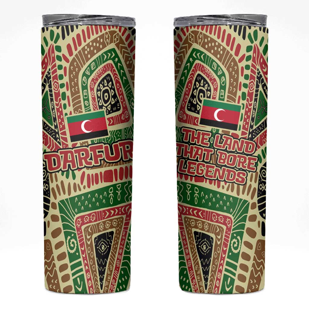 Darfur Sudan Skinny Tumbler Red Green Beige Tribal Pattern - African Pride