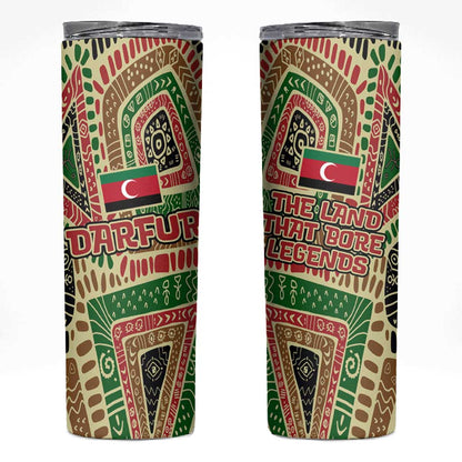 Darfur Sudan Skinny Tumbler Red Green Beige Tribal Pattern - African Pride