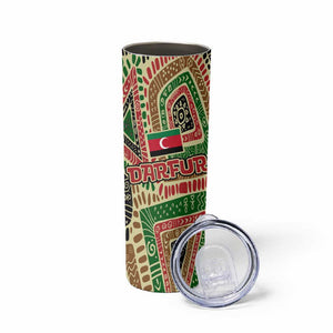 Darfur Sudan Skinny Tumbler Red Green Beige Tribal Pattern - African Pride
