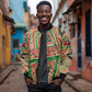 Darfur Sudan Sleeve Zip Bomber Jacket Red Green Beige Tribal Pattern - African Pride