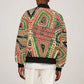 Darfur Sudan Sleeve Zip Bomber Jacket Red Green Beige Tribal Pattern - African Pride