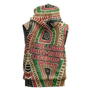 Darfur Sudan Sleeveless Hoodie Red Green Beige Tribal Pattern - African Pride