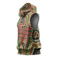 Darfur Sudan Sleeveless Hoodie Red Green Beige Tribal Pattern - African Pride