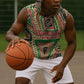 Darfur Sudan Sleeveless Hoodie Red Green Beige Tribal Pattern - African Pride