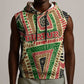 Darfur Sudan Sleeveless Hoodie Red Green Beige Tribal Pattern - African Pride