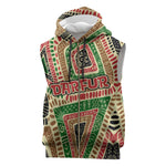 Darfur Sudan Sleeveless Zip Hoodie Red Green Beige Tribal Pattern - African Pride