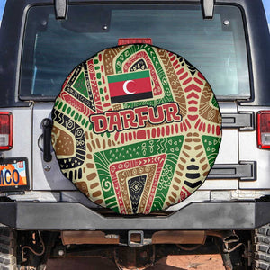 Darfur Sudan Spare Tire Cover Red Green Beige Tribal Pattern - African Pride