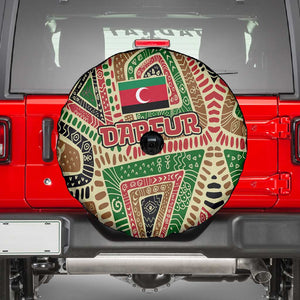Darfur Sudan Spare Tire Cover Red Green Beige Tribal Pattern - African Pride