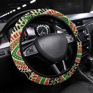 Darfur Sudan Steering Wheel Cover Red Green Beige Tribal Pattern - African Pride
