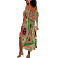 Darfur Sudan Summer Maxi Dress Red Green Beige Tribal Pattern - African Pride