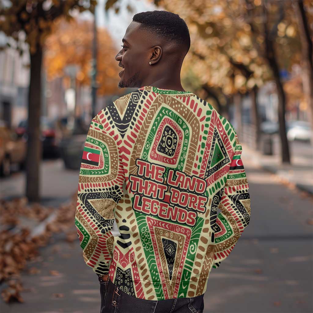 Darfur Sudan Sweatshirt Red Green Beige Tribal Pattern - African Pride