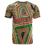 Darfur Sudan T shirt Red Green Beige Tribal Pattern - African Pride