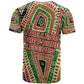 Darfur Sudan T shirt Red Green Beige Tribal Pattern - African Pride