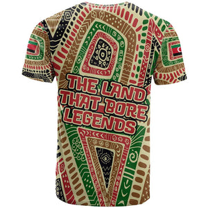 Darfur Sudan T shirt Red Green Beige Tribal Pattern - African Pride