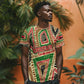 Darfur Sudan T shirt Red Green Beige Tribal Pattern - African Pride