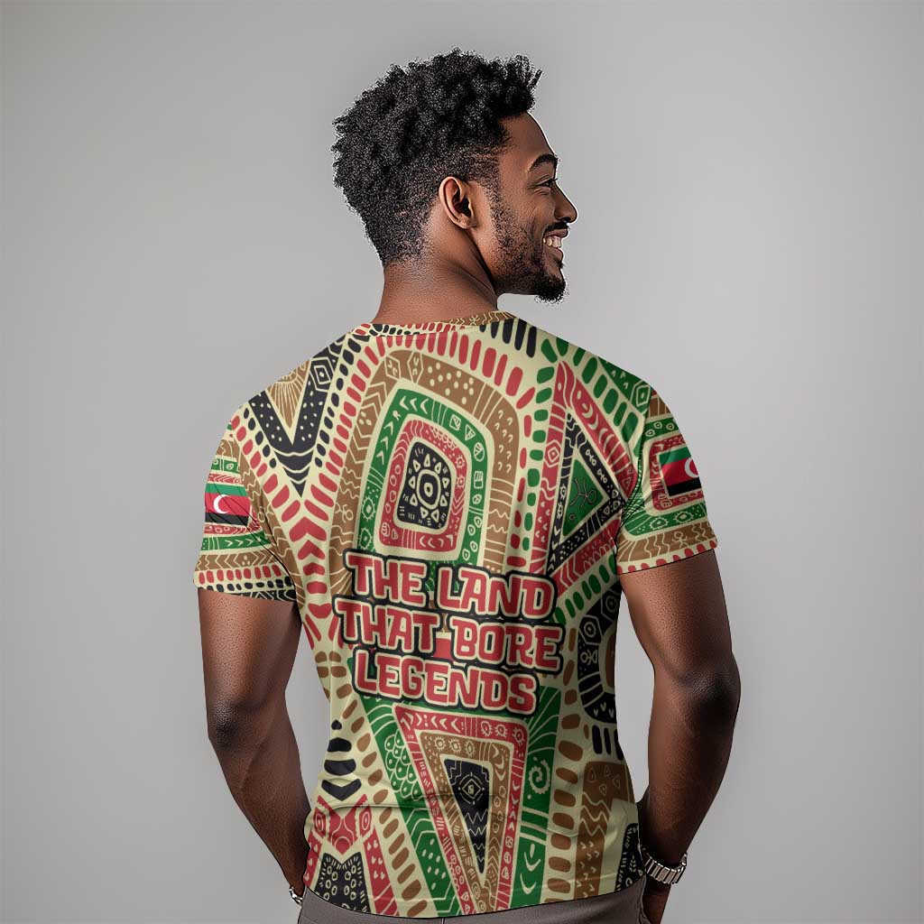 Darfur Sudan T shirt Red Green Beige Tribal Pattern - African Pride
