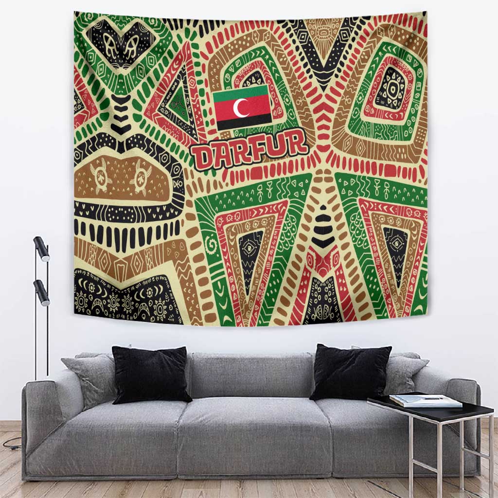 Darfur Sudan Tapestry Red Green Beige Tribal Pattern - African Pride