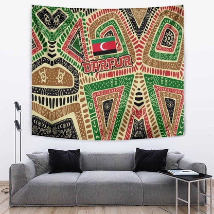 Darfur Sudan Tapestry Red Green Beige Tribal Pattern - African Pride